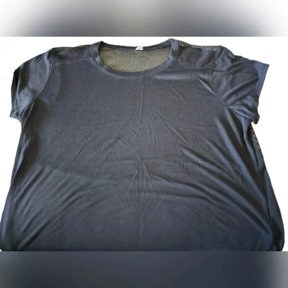 Old Navy, Size L, Black Relaxed Mesh-Back Side-Tie Tee - Picture 4 of 13